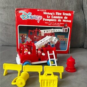 Walt Disney Mickey Mouse Fire Truck ARCO 1987 NO. 6108 With Box Complete Mattel